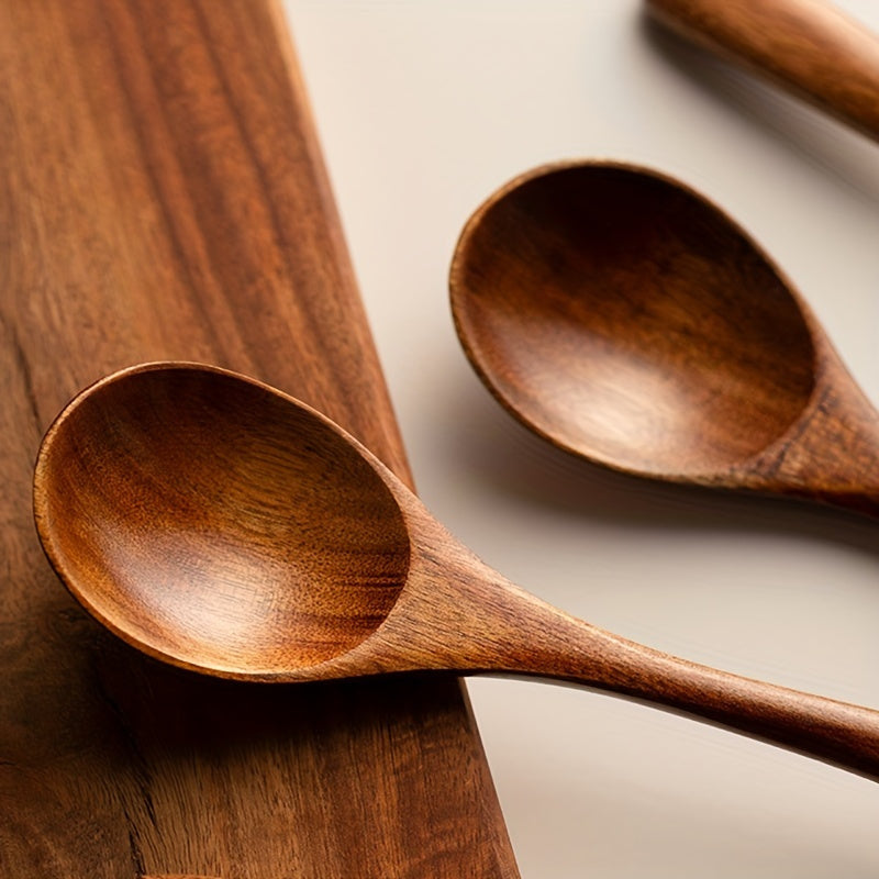 4pcs Modern Reusable Wooden Spoon Set - Ideal for Dinner, Coffee, Milk & Desserts - Perfect for Parties & Kitchen Essentials, Kitchen Essentials | Modern Wooden Spoons | Smooth Finish