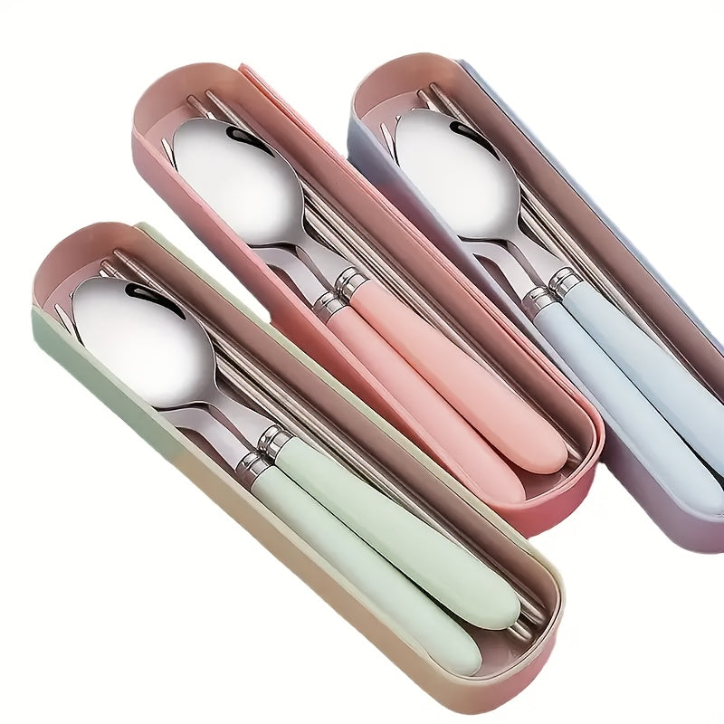 Polished Stainless Steel Portable Cutlery Set with Storage Box - Ideal for Picnics, Camping, and Daily Use of Camping Cookware