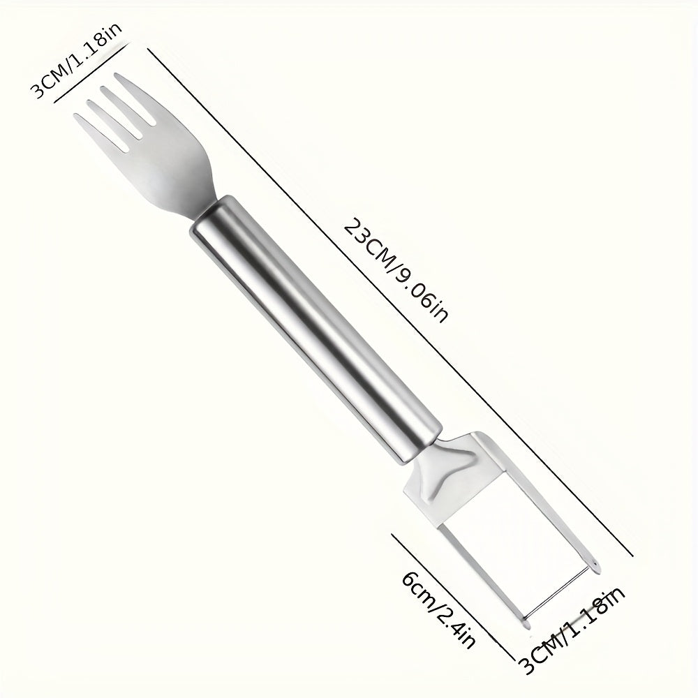 1pc two-in-one stainless steel watermelon slicer and fork | Multi-functional kitchen tool, easy to cut and serve | Durable and rust-proof | Perfect for home and restaurant use, fruit service tool | Dual-function design | Durable kitchenware