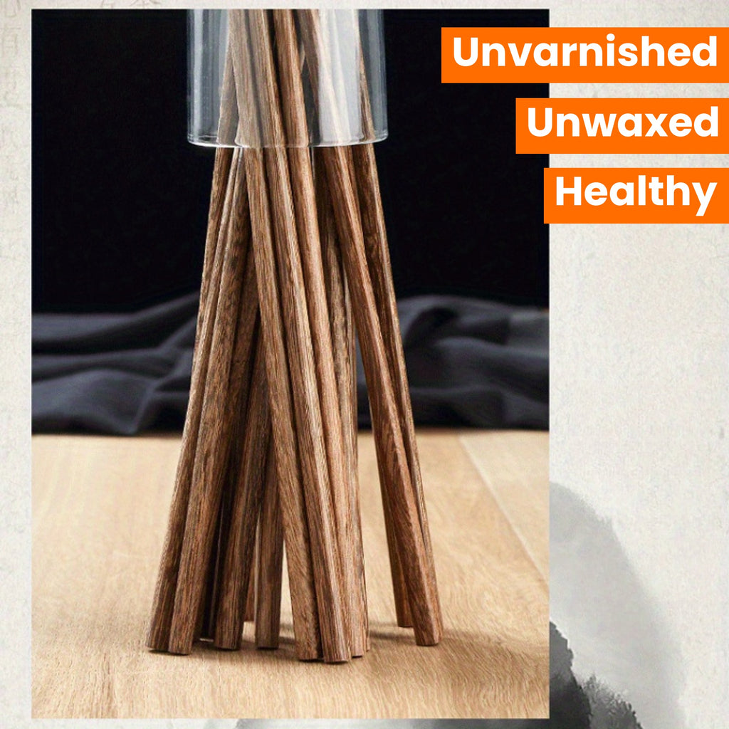 10 Pairs Gift Box Chicken Wing Wooden Chopsticks Home Use Unvarnished and Unwaxed Healthy Chopsticks Chinese Round Head Wooden Chopsticks
