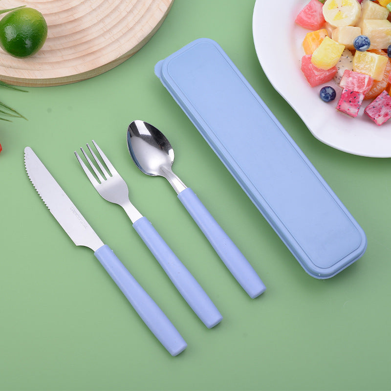 Reusable Travel Utensil Set with Box: 3-Piece Stainless Steel Portable Knife, Fork, and Spoon Set, BPA-Free, Suitable for Travel, Picnics, Camping, Valentine's Day, Thanksgiving, Christmas, Halloween, and Teacher's Day