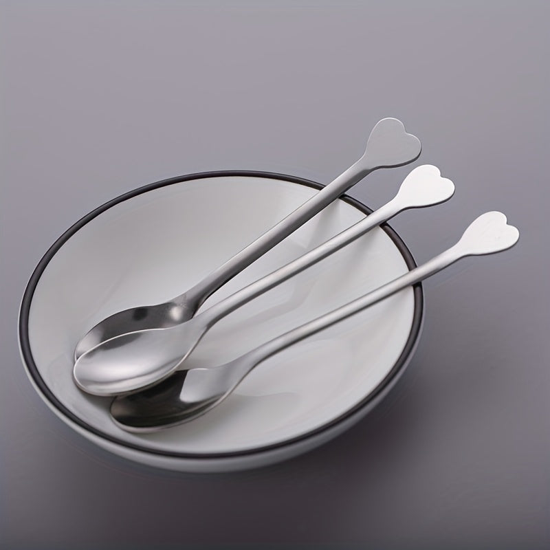 4 Pieces Stainless Steel Spoons with Heart-Shaped Handles: Perfect for Coffee, Tea, Soup, and More