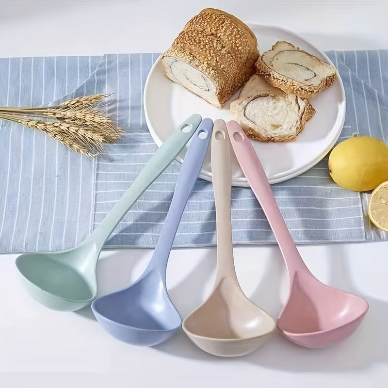 4pcs Long Handle Plastic Soup Spoons - Durable, Food-Safe Kitchen Utensils for Soups & Porridge