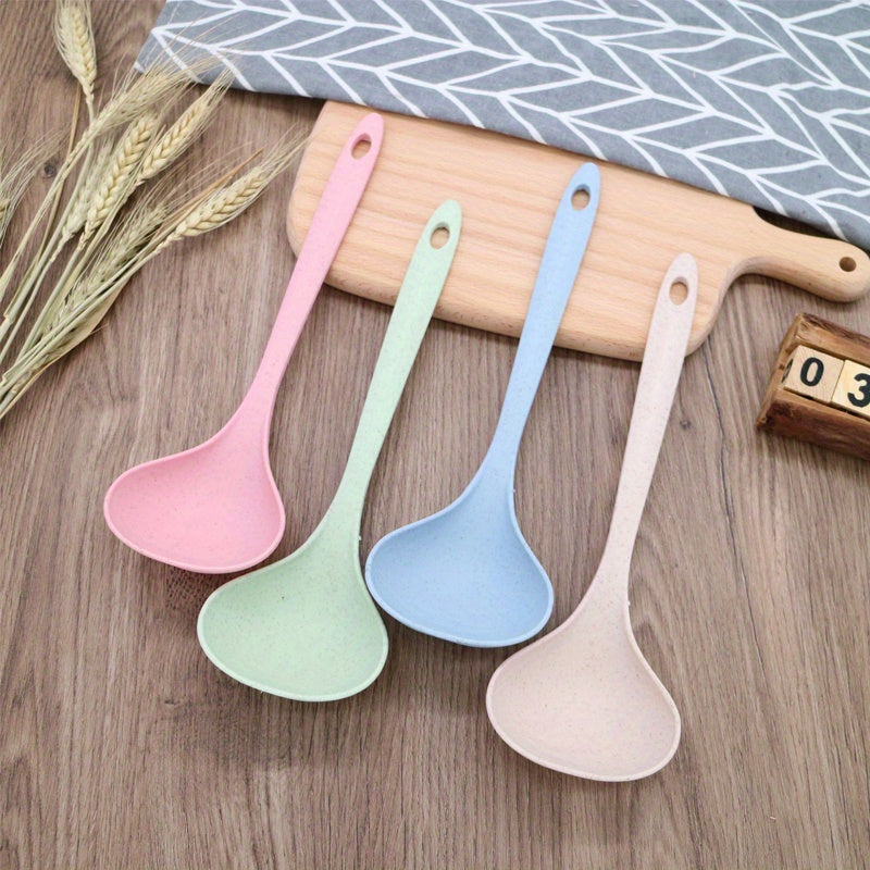4pcs Long Handle Plastic Soup Spoons - Durable, Food-Safe Kitchen Utensils for Soups & Porridge