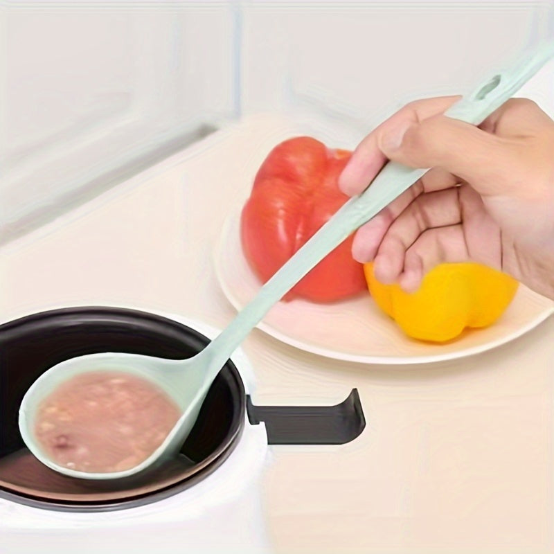 4pcs Long Handle Plastic Soup Spoons - Durable, Food-Safe Kitchen Utensils for Soups & Porridge