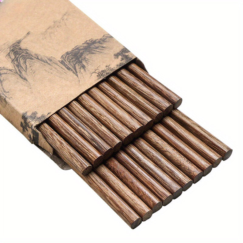 10 Pairs Gift Box Chicken Wing Wooden Chopsticks Home Use Unvarnished and Unwaxed Healthy Chopsticks Chinese Round Head Wooden Chopsticks