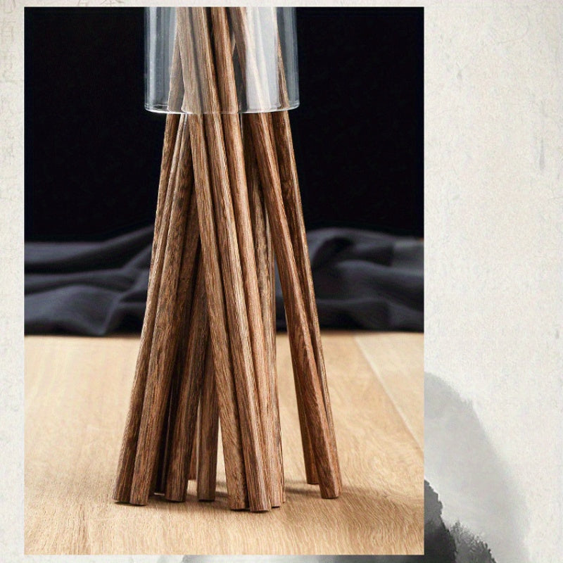 10 Pairs Gift Box Chicken Wing Wooden Chopsticks Home Use Unvarnished and Unwaxed Healthy Chopsticks Chinese Round Head Wooden Chopsticks