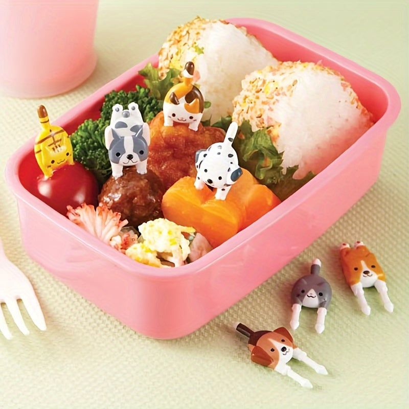 7pcs Cute Mini Animal Food Forks - Reusable Plastic Cat & Dog Designs for Snacks, Fruits, Bento Lunch Boxes - Perfect for Pet-Themed Parties, Birthdays, Pool Gatherings - No Batteries Required