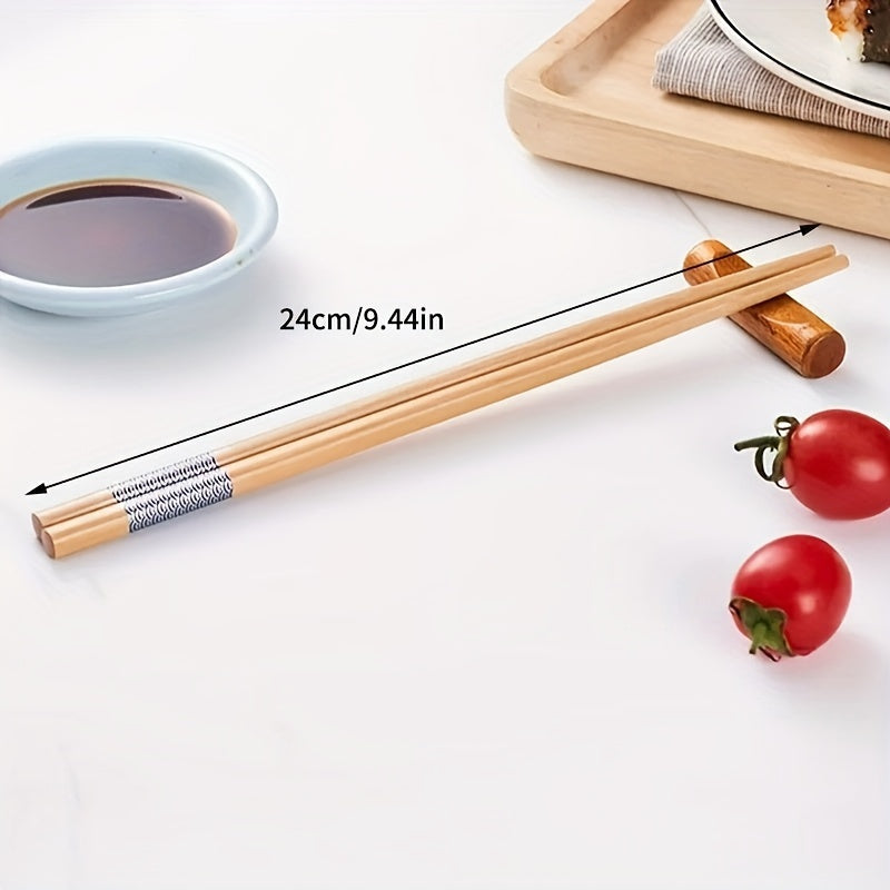 10 Pairs of Bamboo Printed Chopsticks, Reusable Long Chinese Chopsticks, Tableware, Natural and Healthy Restaurant, Gourmet, Noodles, Kitchen Accessories, Halloween, Christmas