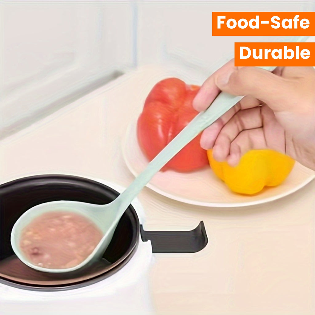 4pcs Long Handle Plastic Soup Spoons - Durable, Food-Safe Kitchen Utensils for Soups & Porridge