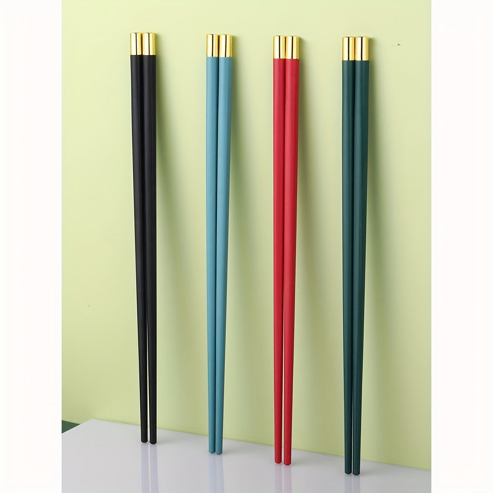 5 Pairs of 24 Cm \u002F 9.45 Inches Dome-Shaped Golden Chopsticks, Reusable, Suitable for Individual Use, Promoting Healthy Dining. Ideal for Both Home And Restaurant Use.