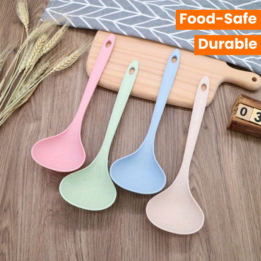 4pcs Long Handle Plastic Soup Spoons - Durable, Food-Safe Kitchen Utensils for Soups & Porridge