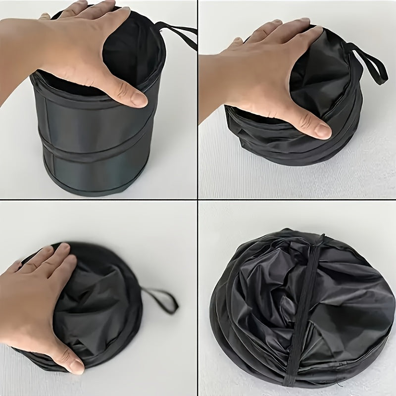 Foldable Portable Trash Can - Durable Polyamide, Leak-Proof Design, Ideal for Vehicles, Home & Office Use - Must-Have for Travel and Camping, Travel Essentials|Compact Trash Can|Secure Closure