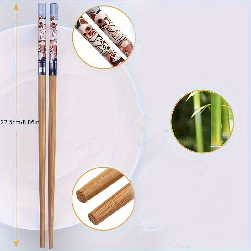 5 Pairs of Natural Bamboo Chopsticks Suitable for Sushi, Noodles, And Rice from Japan And Korea, One Pair Per Person, Traditional Chinese Chopsticks, Perfect for Kitchen And Restaurant Use, Gift Box Included.
