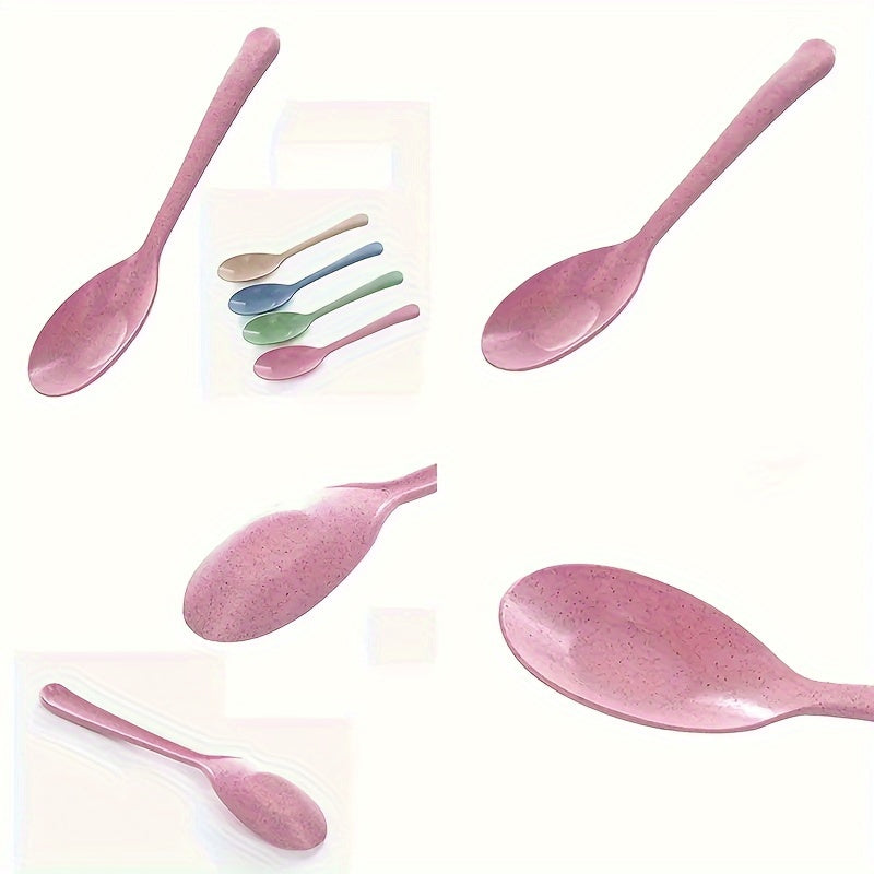 8pcs Long Handle Wheat Straw Spoon - Perfect for Kitchen Cooking and Soup Supplies, Valentine's Day Gifts