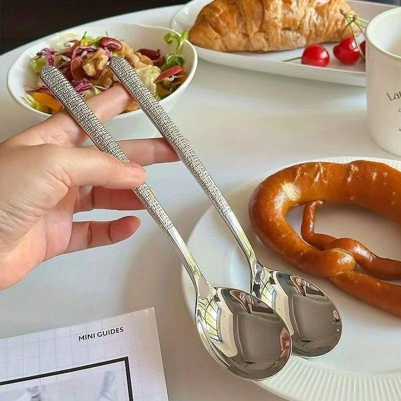 4pcs High-end Hammer Spoon, High-Grade Hotel Western Restaurant Soup Spoon, Home Use Spoon