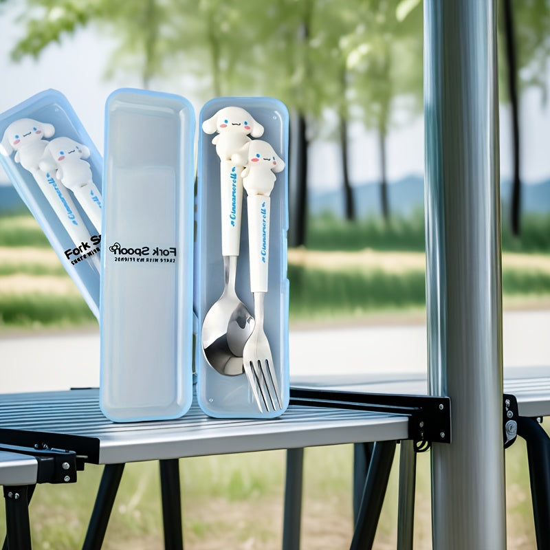 For Hello Kitty & for Kuromi Cartoon Stainless Steel Cutlery Set - Fork, Spoon, Knife for Home Dining, Picnics, Camping & Dorms