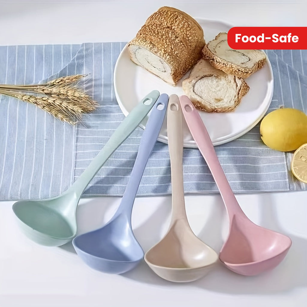 4pcs Long Handle Plastic Soup Spoons - Durable, Food-Safe Kitchen Utensils for Soups & Porridge