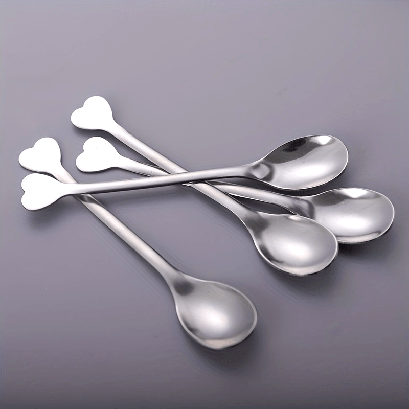 4 Pieces Stainless Steel Spoons with Heart-Shaped Handles: Perfect for Coffee, Tea, Soup, and More
