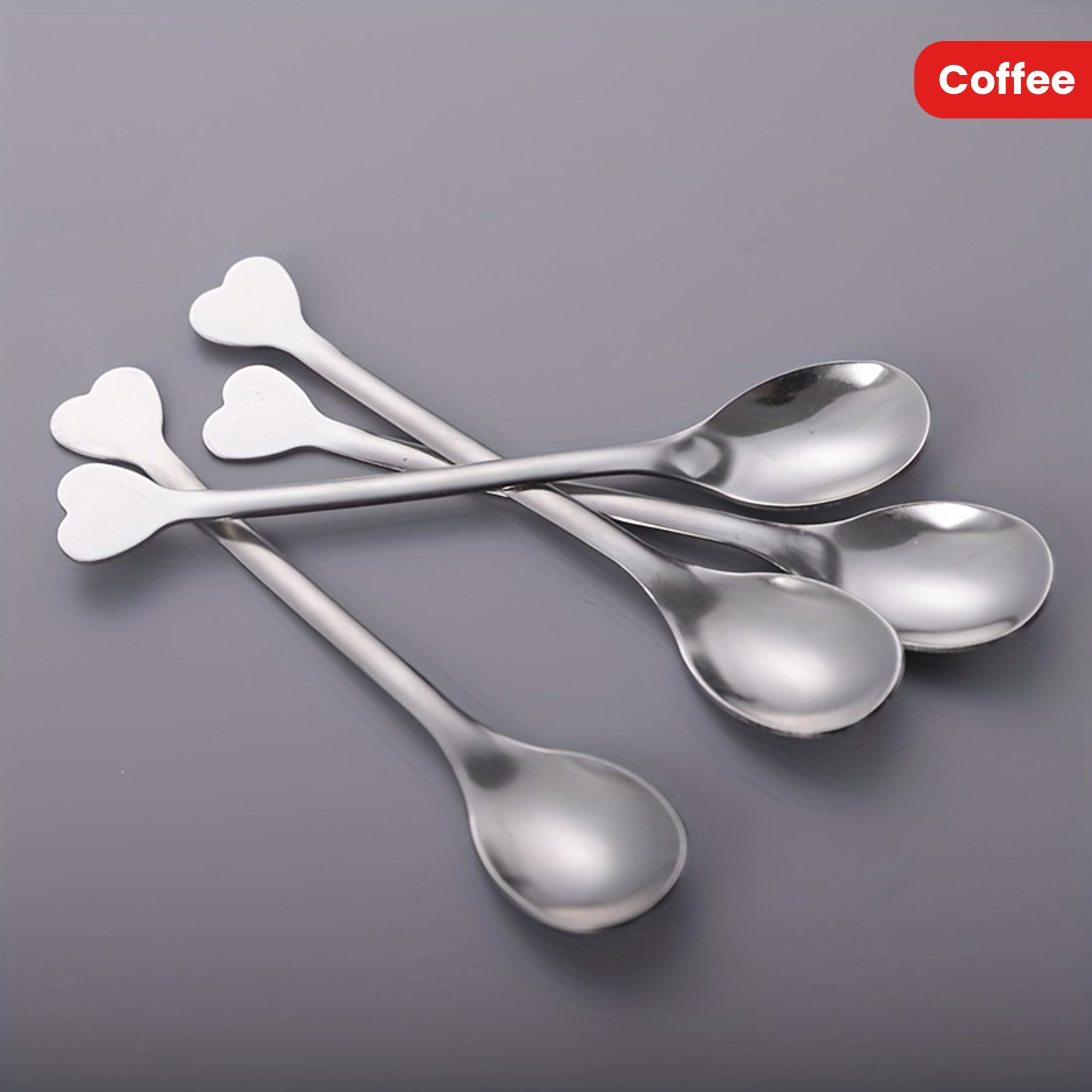 4 Pieces Stainless Steel Spoons with Heart-Shaped Handles: Perfect for Coffee, Tea, Soup, and More