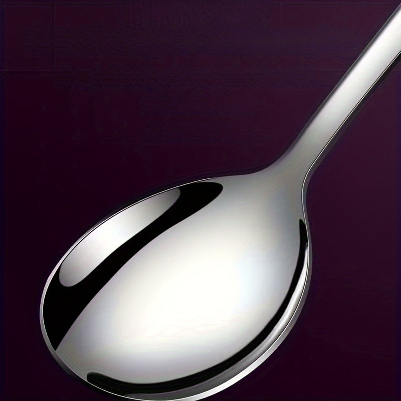 5pcs Stainless Steel Spoons Set, Rust-Resistant, Long-Handled, Thickened Comfort, Heavy-Duty Kitchen Accessories, Ideal for Family Gatherings, Potlucks, and Restaurants