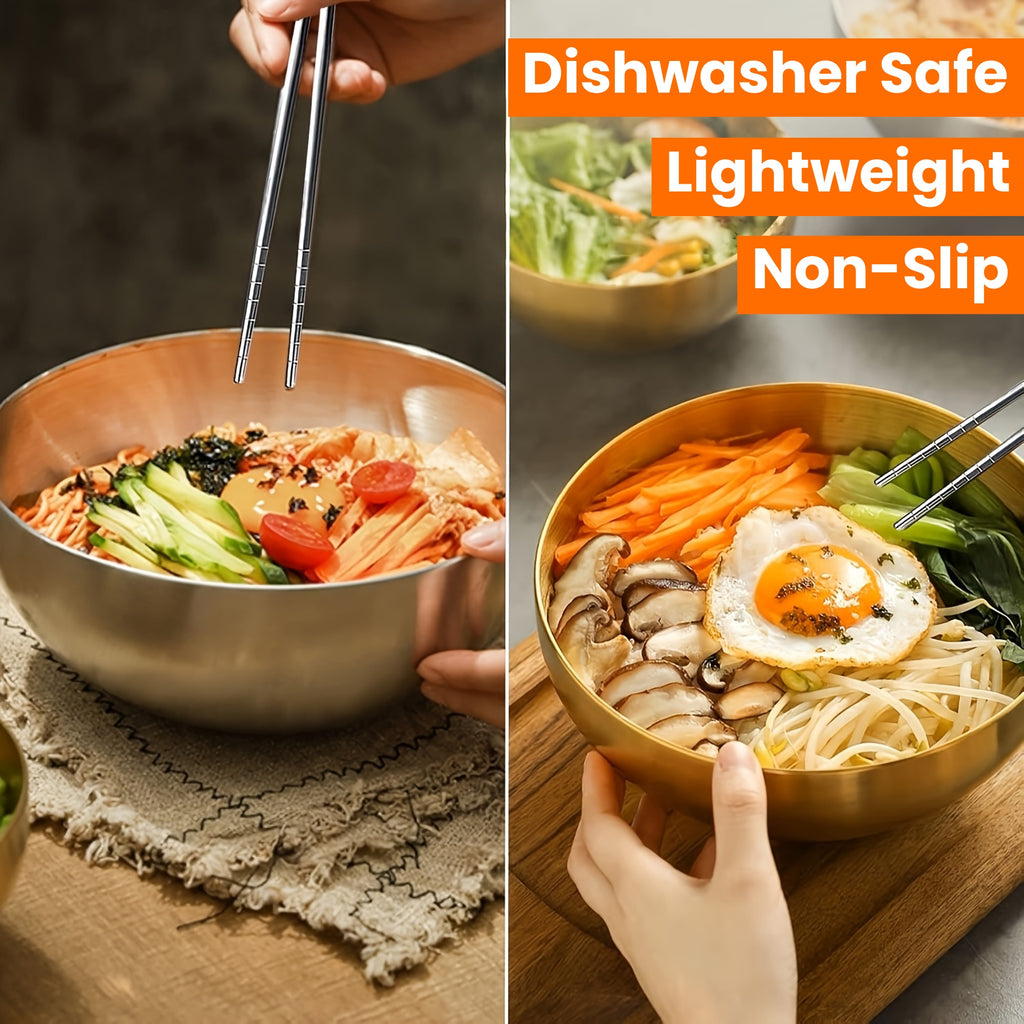 5 Pairs Striped Hollow Stainless Steel Chopsticks, 304 Non-Slip Lightweight Cutlery with 13 Grip Grooves, Reusable, Dishwasher Safe for Home, Restaurants, Parties & Holidays