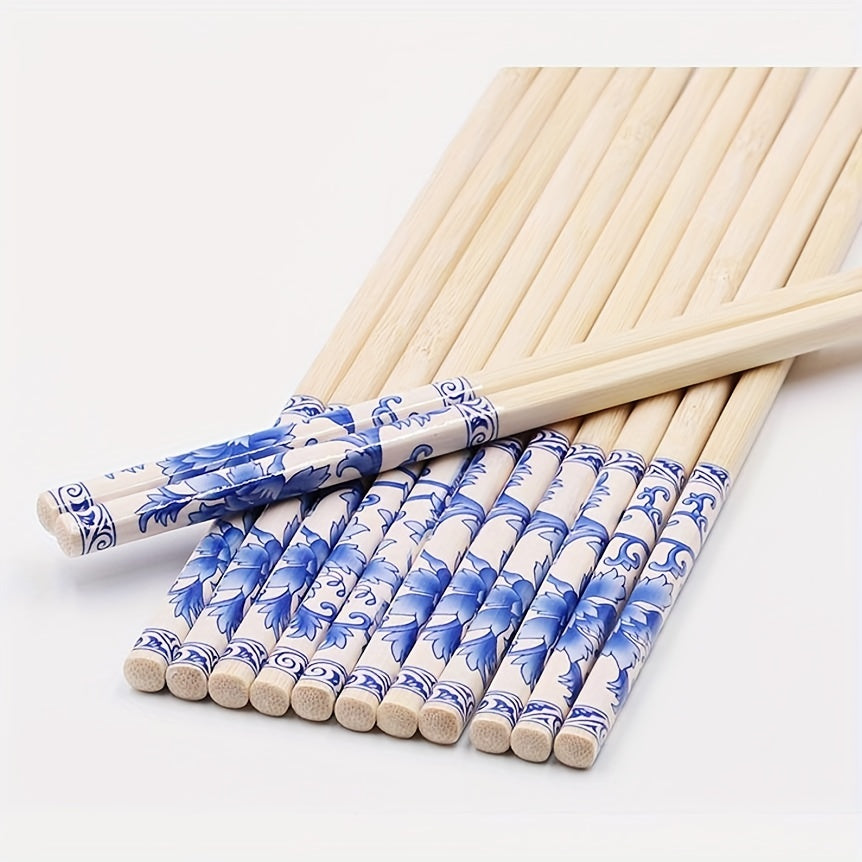 Elegant Blue Porcelain Pattern Bamboo Chopsticks - Durable, Portable, Perfect for Multiple Scenes, Ideal for Dining and Gift, Gift Item|Elegant Chopsticks|Intricate Design
