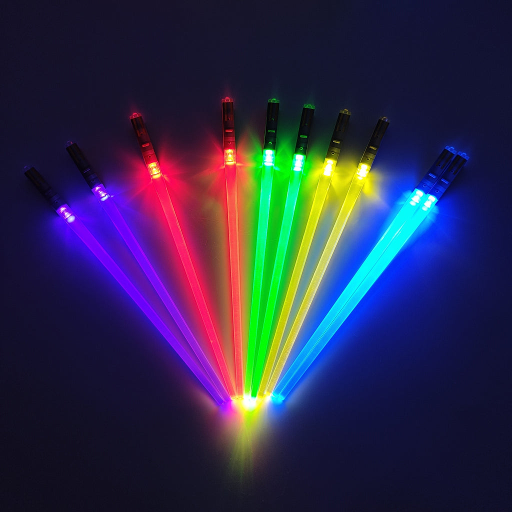 1 Pair Luminous LED Light Up Chopsticks, ABS Material, Polished Flatware Finish, Multi-Color Glow Sticks for Christmas, Halloween, New Year Festivities