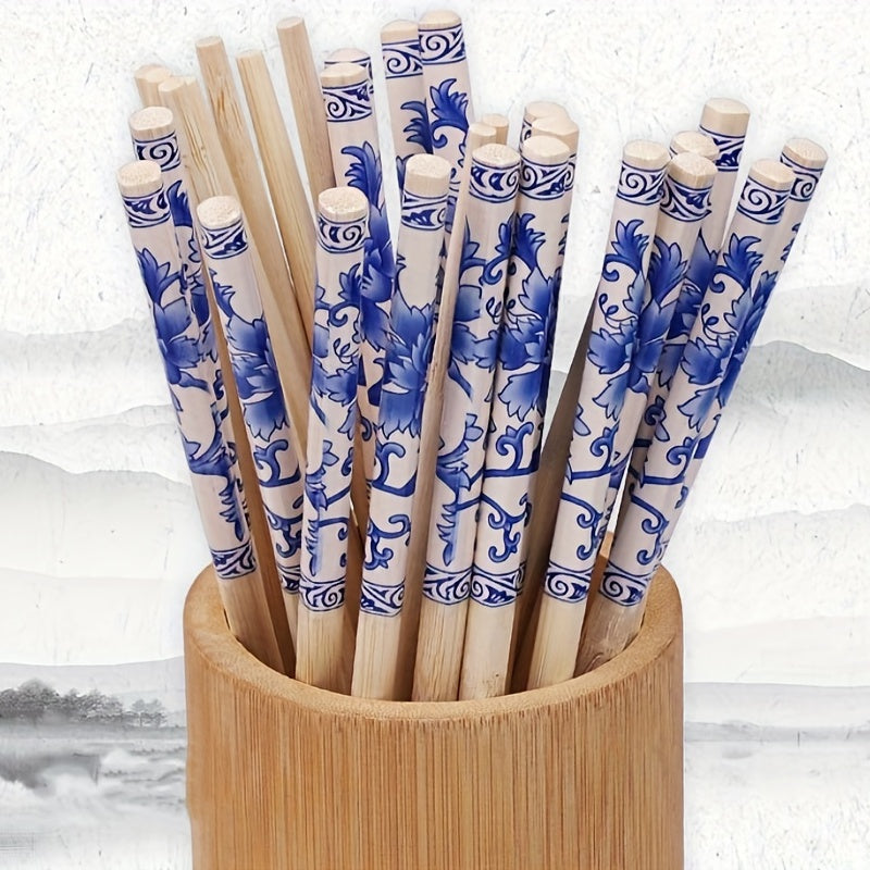 Elegant Blue Porcelain Pattern Bamboo Chopsticks - Durable, Portable, Perfect for Multiple Scenes, Ideal for Dining and Gift, Gift Item|Elegant Chopsticks|Intricate Design