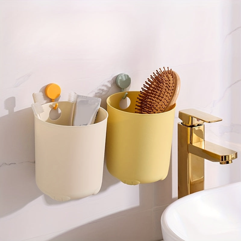 1pc Mini Desktop Trash Can Open-Top Plastic Office Wastebasket - Cylindrical Shape for Home and Office Use