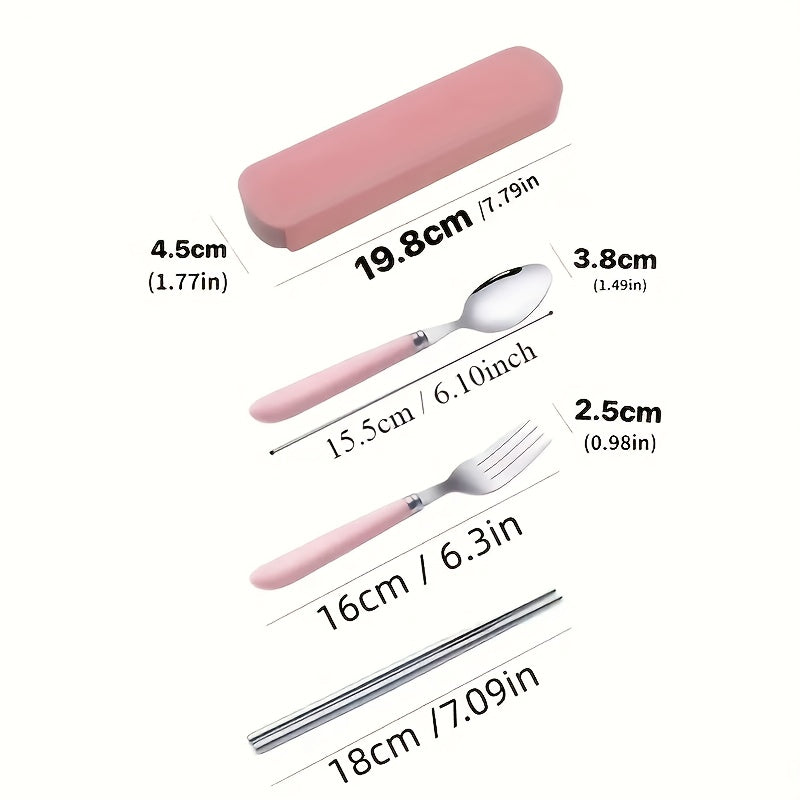 Polished Stainless Steel Portable Cutlery Set with Storage Box - Ideal for Picnics, Camping, and Daily Use of Camping Cookware