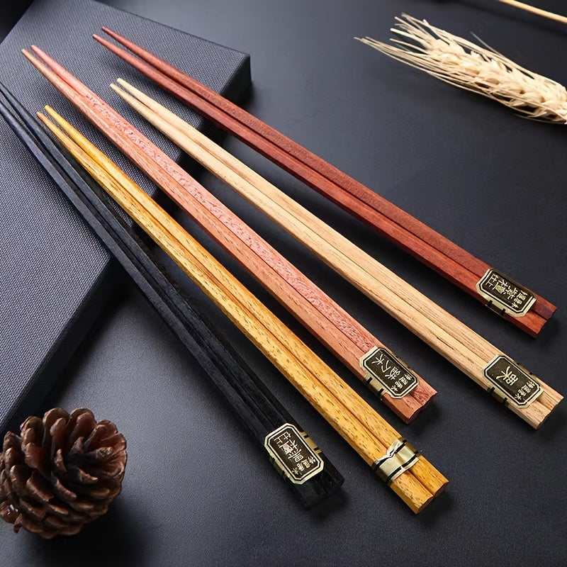 Five pairs of wooden chopsticks, spaghetti, kitchen cooking, solid wood chopsticks, five types of wooden chopsticks, square chopsticks, kitchen utensils