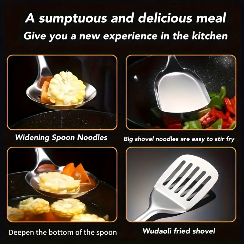 YUHUPHYLLIC Stainless steel kitchen utensils, multi-purpose cooking tools, including soup spoons and spatulas, suitable for home, restaurants, restaurants, home cooks essential cooking tools