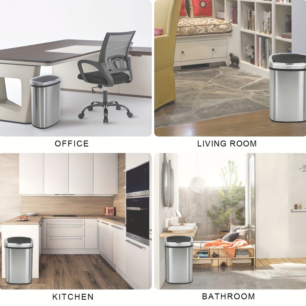 13 Gallon Trash Can Kitchen, Automatic Garbage Can Touchless Motion Sensor, Stainless Steel Trash Can With Lid Anti-Fingerprint Mute Designed, Waste Bin 50L For Office Bedroom Kitchen Indoor Trash Can