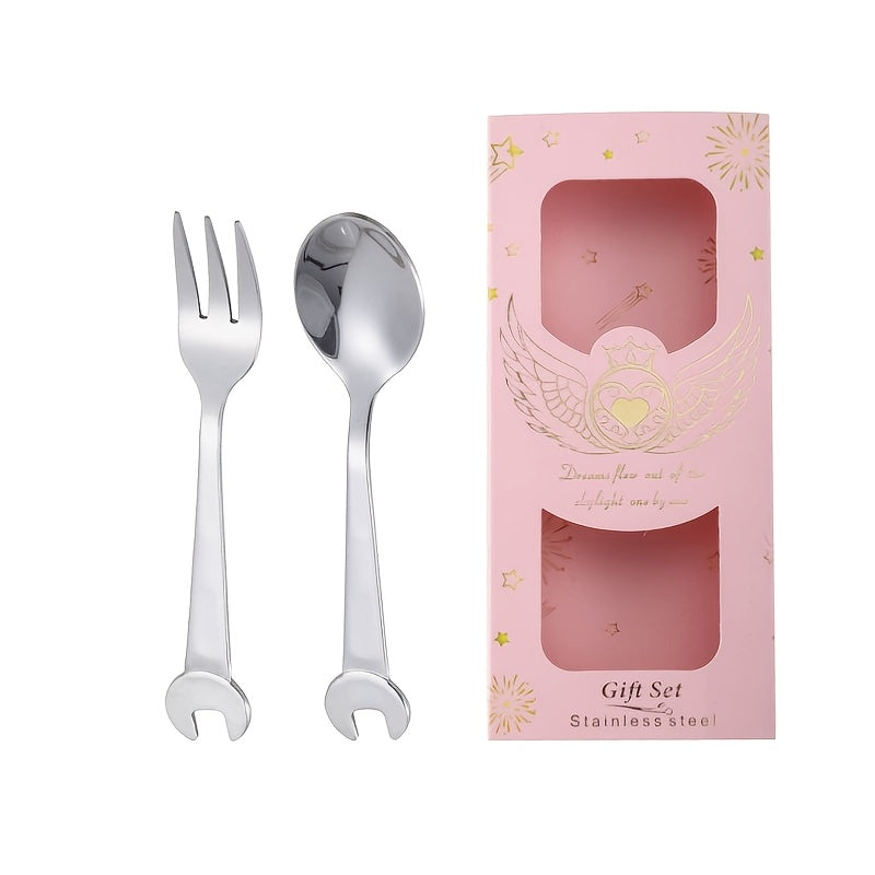 Outdoor Camping Picnic 304 Stainless Steel Spoon Fork Creative Wrench Dessert Coffee Spoon Cutlery Gift Set
