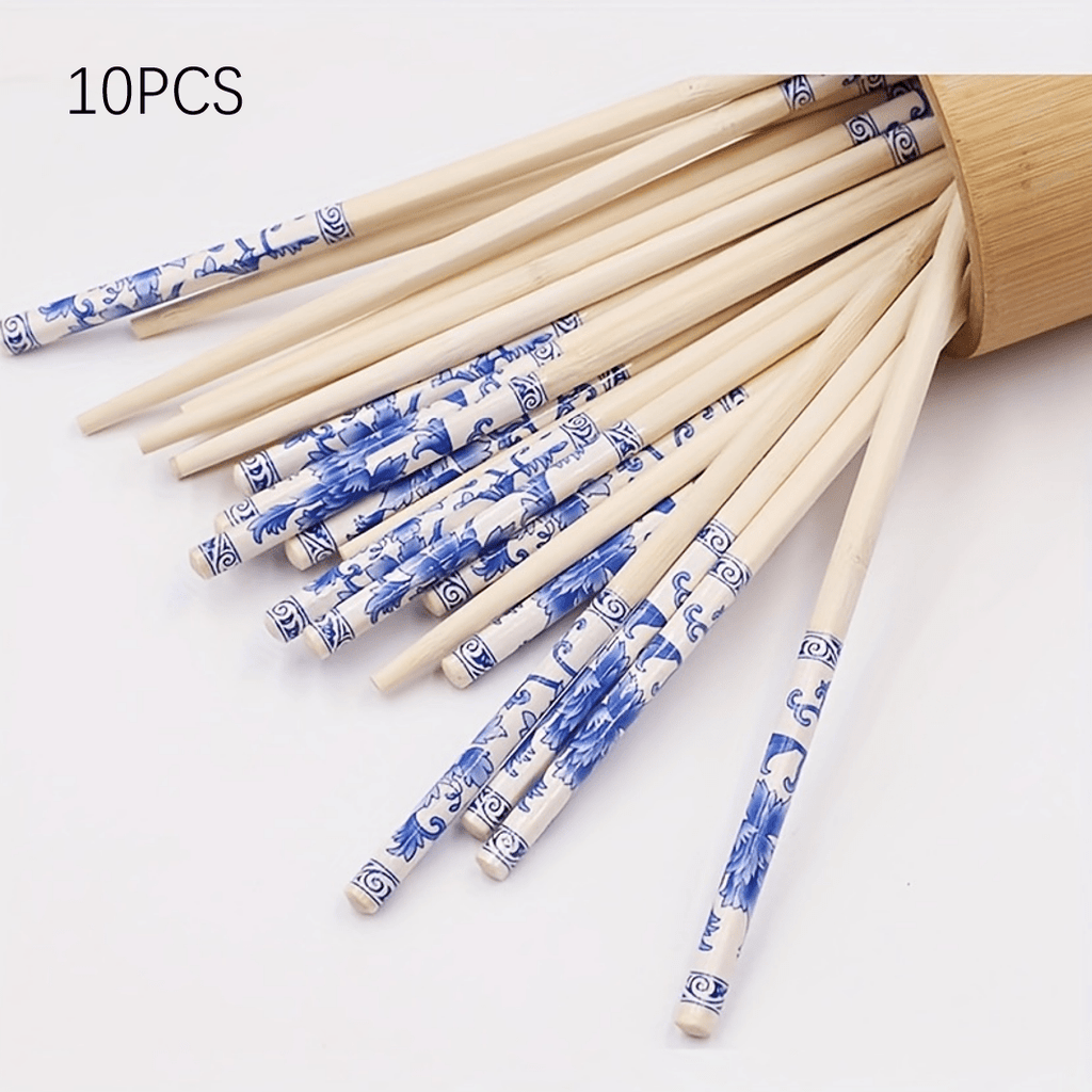 Elegant Blue Porcelain Pattern Bamboo Chopsticks - Durable, Portable, Perfect for Multiple Scenes, Ideal for Dining and Gift, Gift Item|Elegant Chopsticks|Intricate Design
