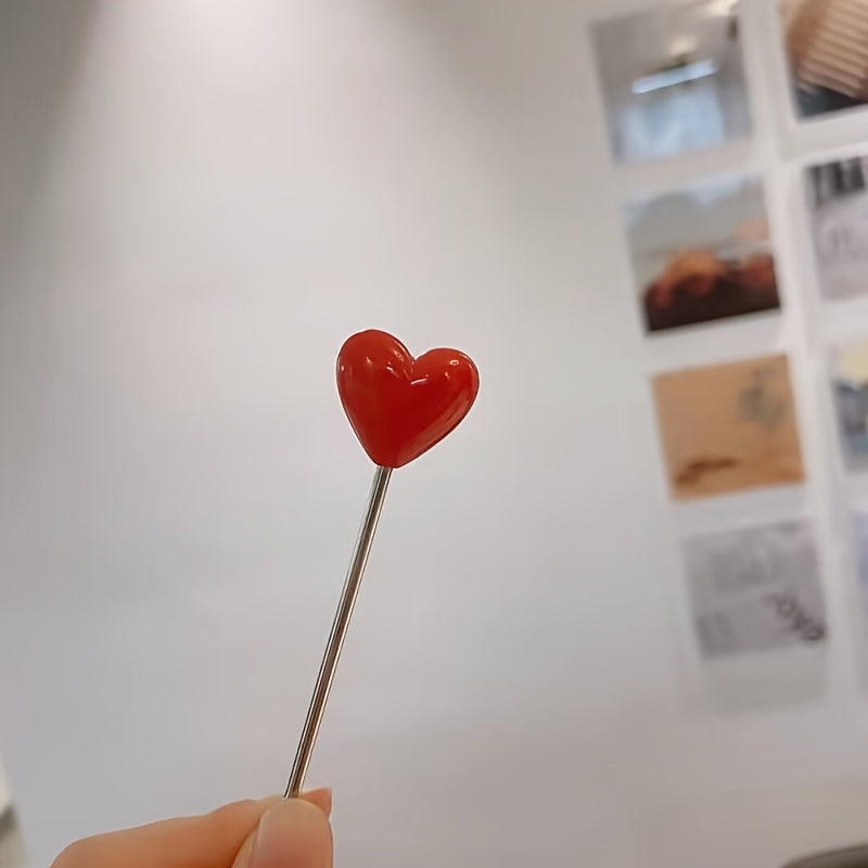 4\u002F8pcs Heart-Shaped Fruit Forks, Stainless Steel, Durable Plastic Material, Perfect for Valentine'S Day, Wedding, Dessert, Christmas and Halloween Gift