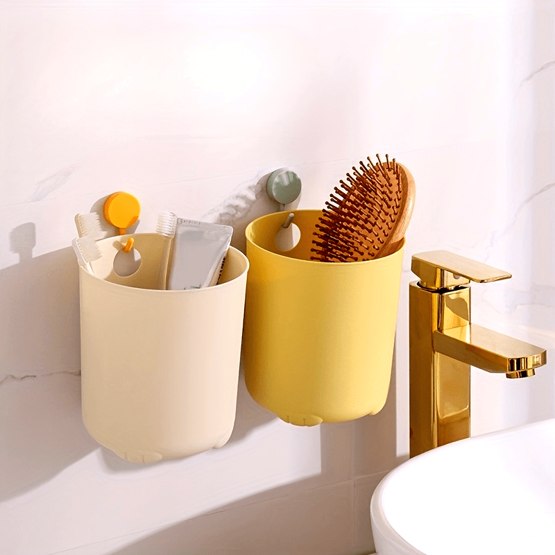 1pc Mini Desktop Trash Can Open-Top Plastic Office Wastebasket - Cylindrical Shape for Home and Office Use