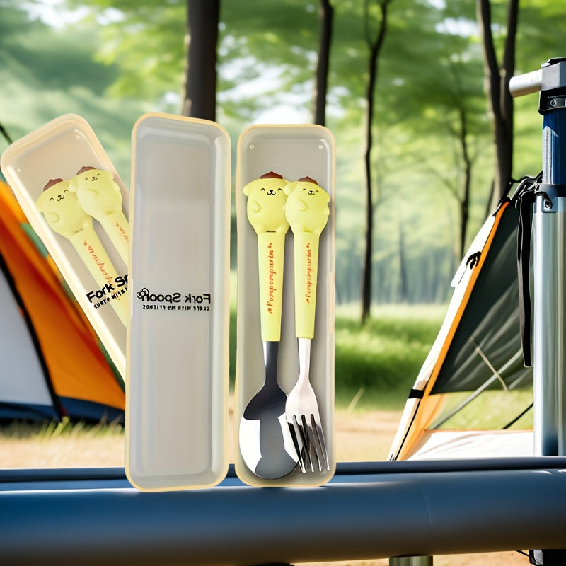 For Hello Kitty & for Kuromi Cartoon Stainless Steel Cutlery Set - Fork, Spoon, Knife for Home Dining, Picnics, Camping & Dorms