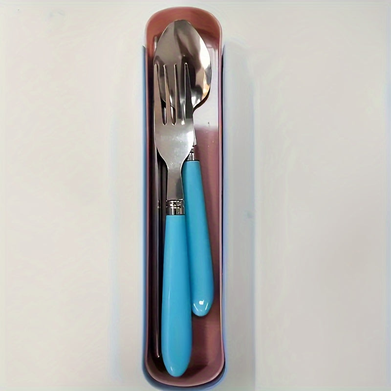 Polished Stainless Steel Portable Cutlery Set with Storage Box - Ideal for Picnics, Camping, and Daily Use of Camping Cookware