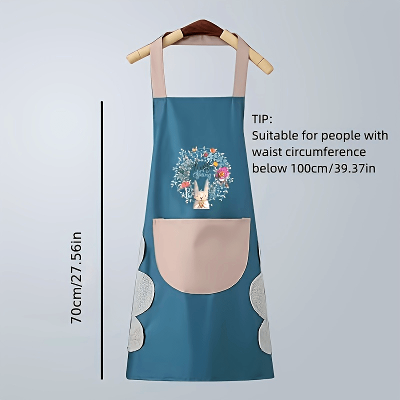 One Kitchen Apron Featuring a Hand Wipe Pocket - Ideal for Cooking, Gardening, And Home Tasks - Made from Durable PVC Material, Easy to Clean, And Requires No Batteries.