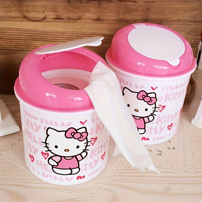 Sanrio for hello kitty Silent Trash Can - Pink Durable ABS Plastic Mini Bin with Cute Character Design, Screw-Off Lid for Desktop Storage & Office Organization, Desktop Trash Can, Playful Design, Smooth Surface